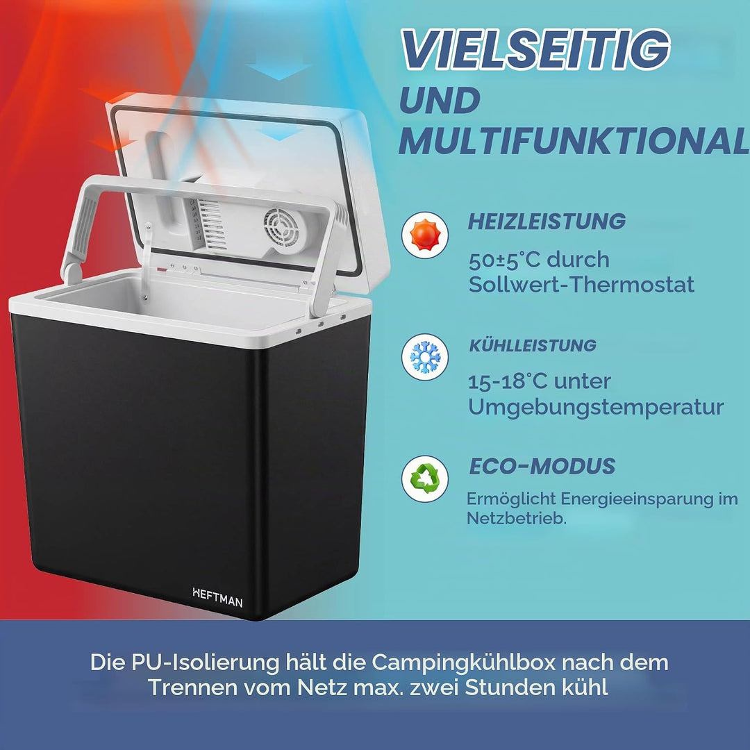 HEFTMAN 20L Kühlbox Elektrisch - Isolierte, Tragbare Elektrische Kühlbox, 20L
