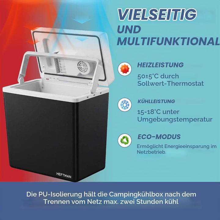HEFTMAN 20L Kühlbox Elektrisch - Isolierte, Tragbare Elektrische Kühlbox, 20L