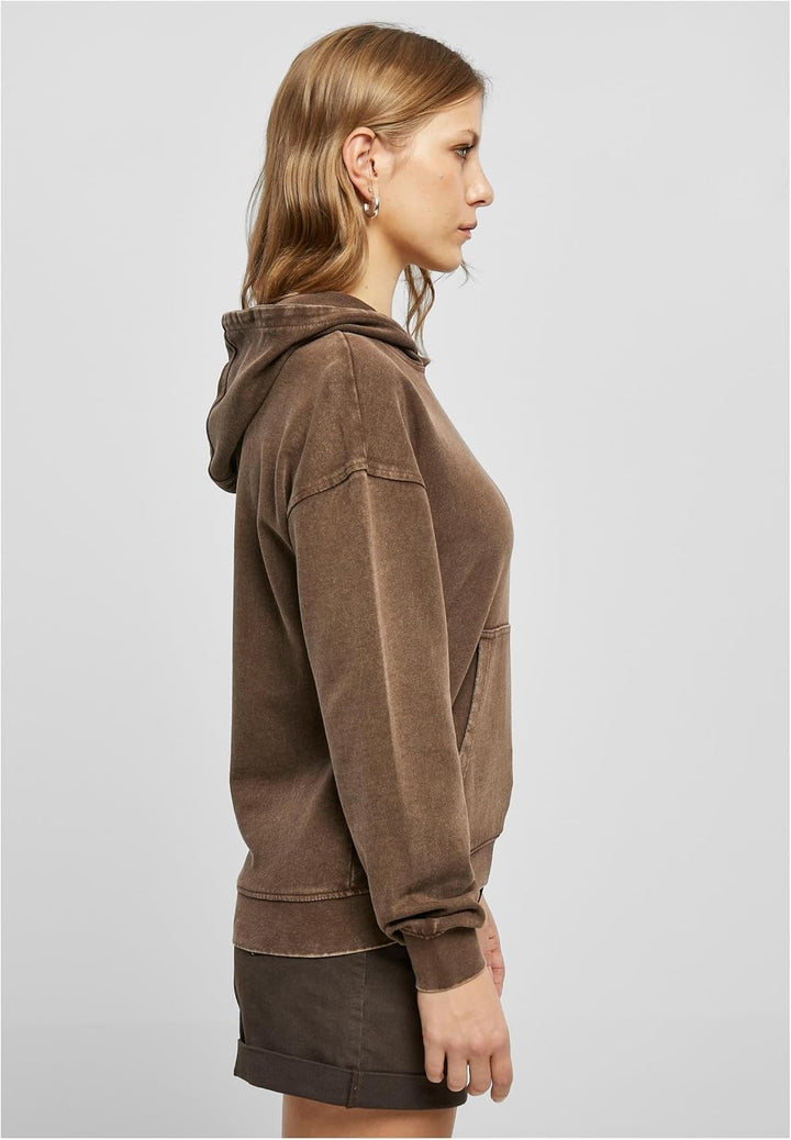 Urban Classics Damen Ladies Small Embroidery Terry Hoody S Brown, S Brown