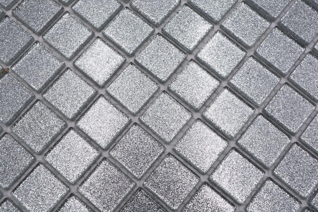 Mosaik Quadrat Crystal uni silber gehämmert Glasmosaik Transluzent Transparent 3D Fliesenspiegel, Mo