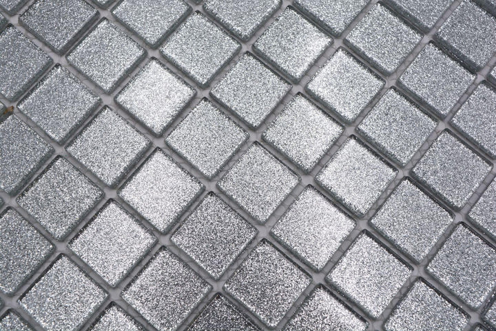 Mosaik Quadrat Crystal uni silber gehämmert Glasmosaik Transluzent Transparent 3D Fliesenspiegel, Mo