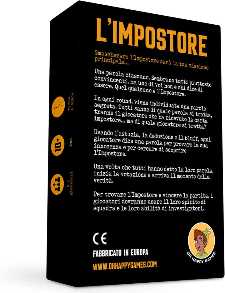 Oh Happy Games L'Impostore - Riesci a scoprirlo? Bluff, creatività, gioco di Parole e di sospetto! D