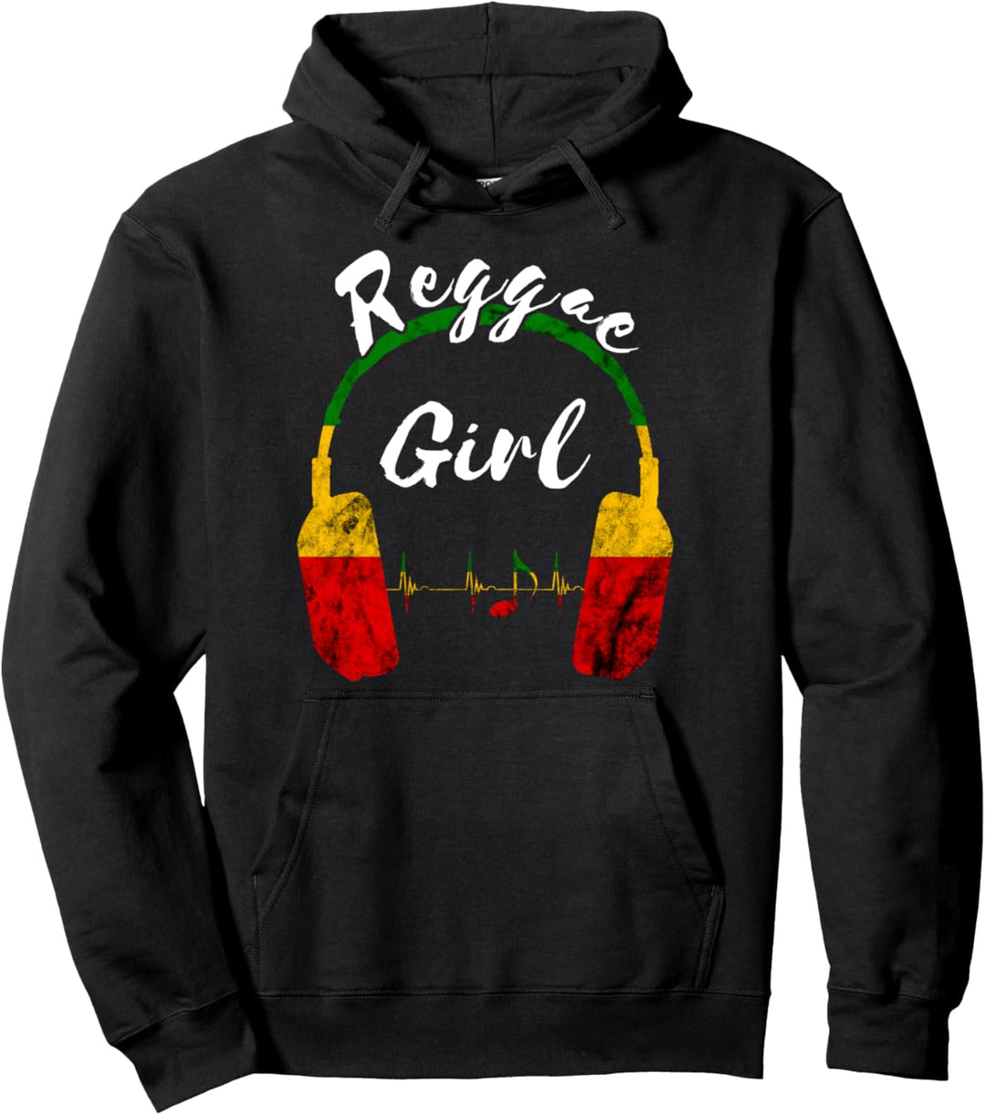 Reggae Mädels Kopfhörer Rastafari Roots Reggae Musik Pullover Hoodie