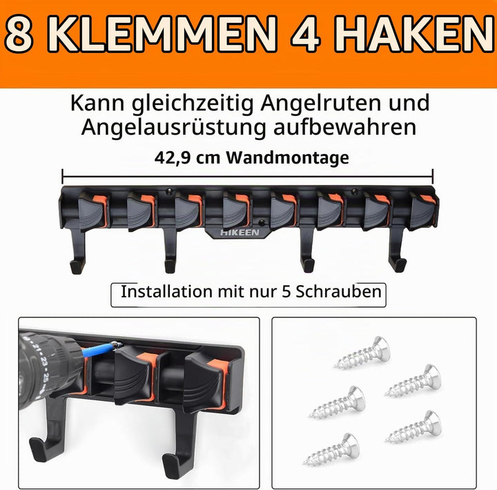 Angelrutenhalter für Garage mit Federgriff Design, Fishing Rod Rack Wand Angel Rutenhalter Vertikale