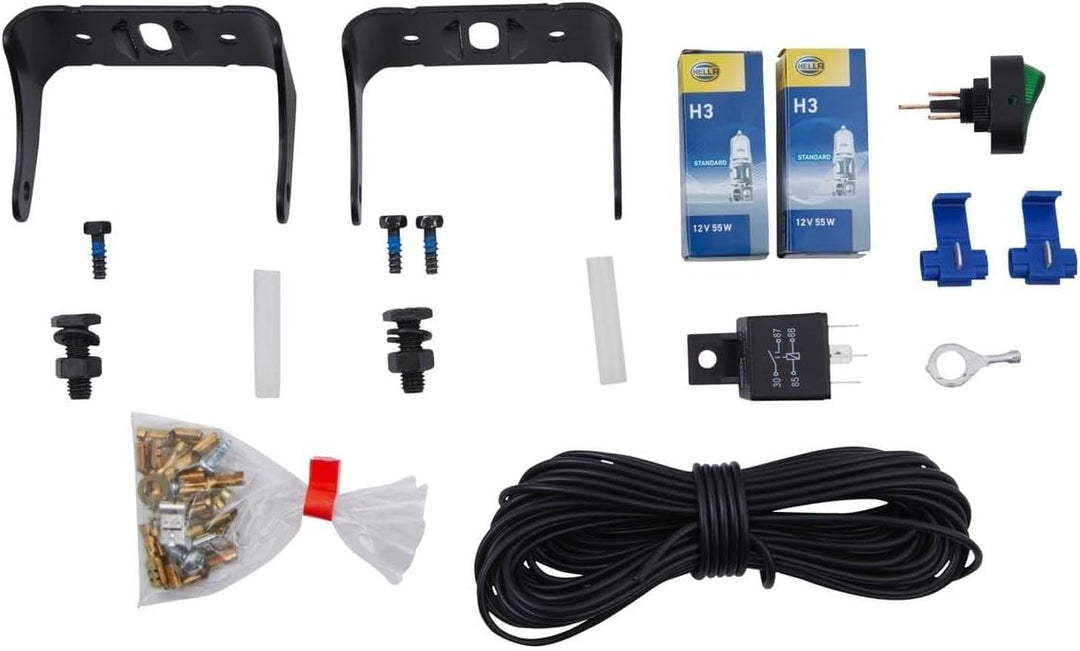 HELLA - DE/Halogen-Nebelscheinwerfersatz - Micro DE - 12V - Einbau - Lichtscheibenfarbe: transparent