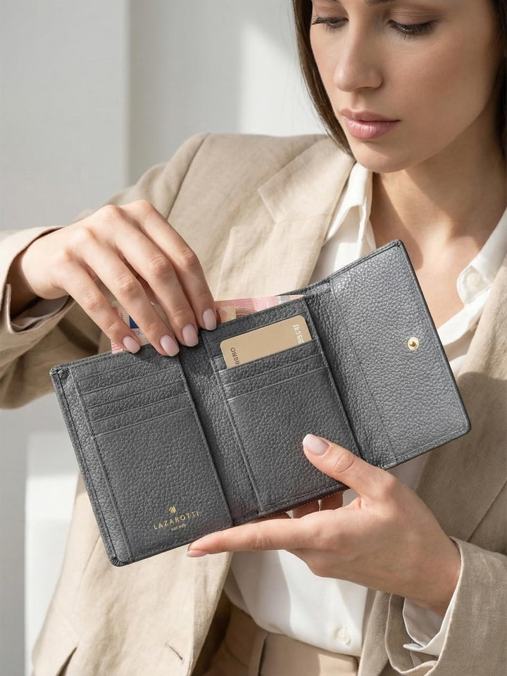 Lazarotti Bologna XL Leder Damen-Geldbörse | grosses Reissverschlussfach, 15 Kartenfächer, RFID-Schu