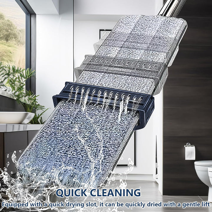 Grosser Flachmopp mit Auswringfunktion, dellyy Flachmopp, 360° Drehgelenk Bodenwischer Wischmopp Set