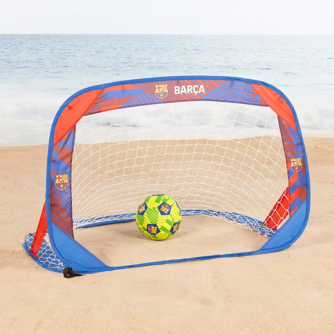 COLORBABY FC Barcelona Fussballtor, Pop-up, 2 Stück, 120 x 80 x 80 cm, inklusive Tragetasche, zusamm