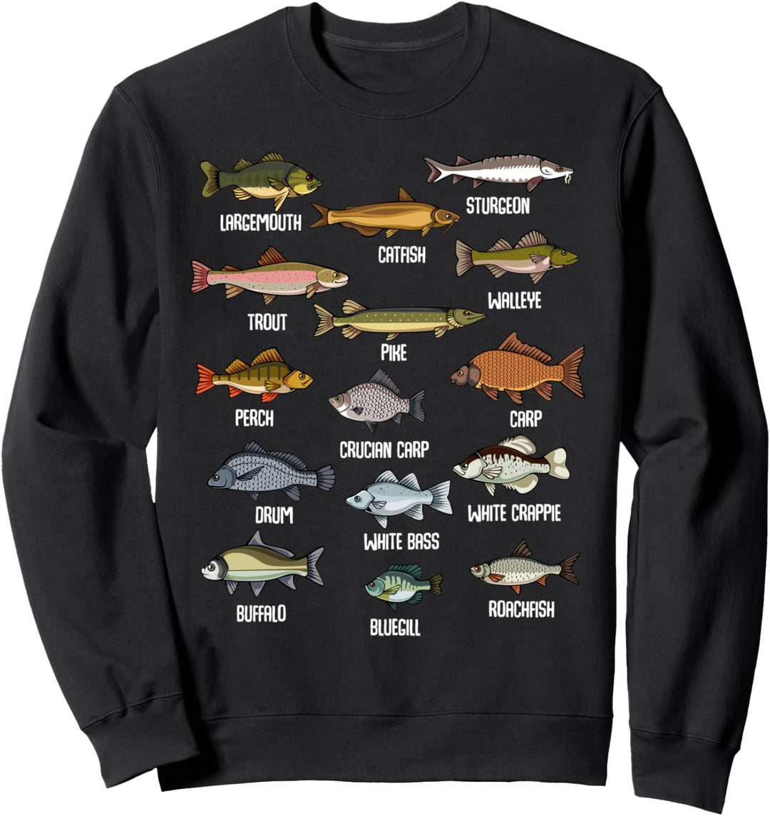 Fischarten Fischen Angeln Sportfischen Zander Hecht Forelle Sweatshirt