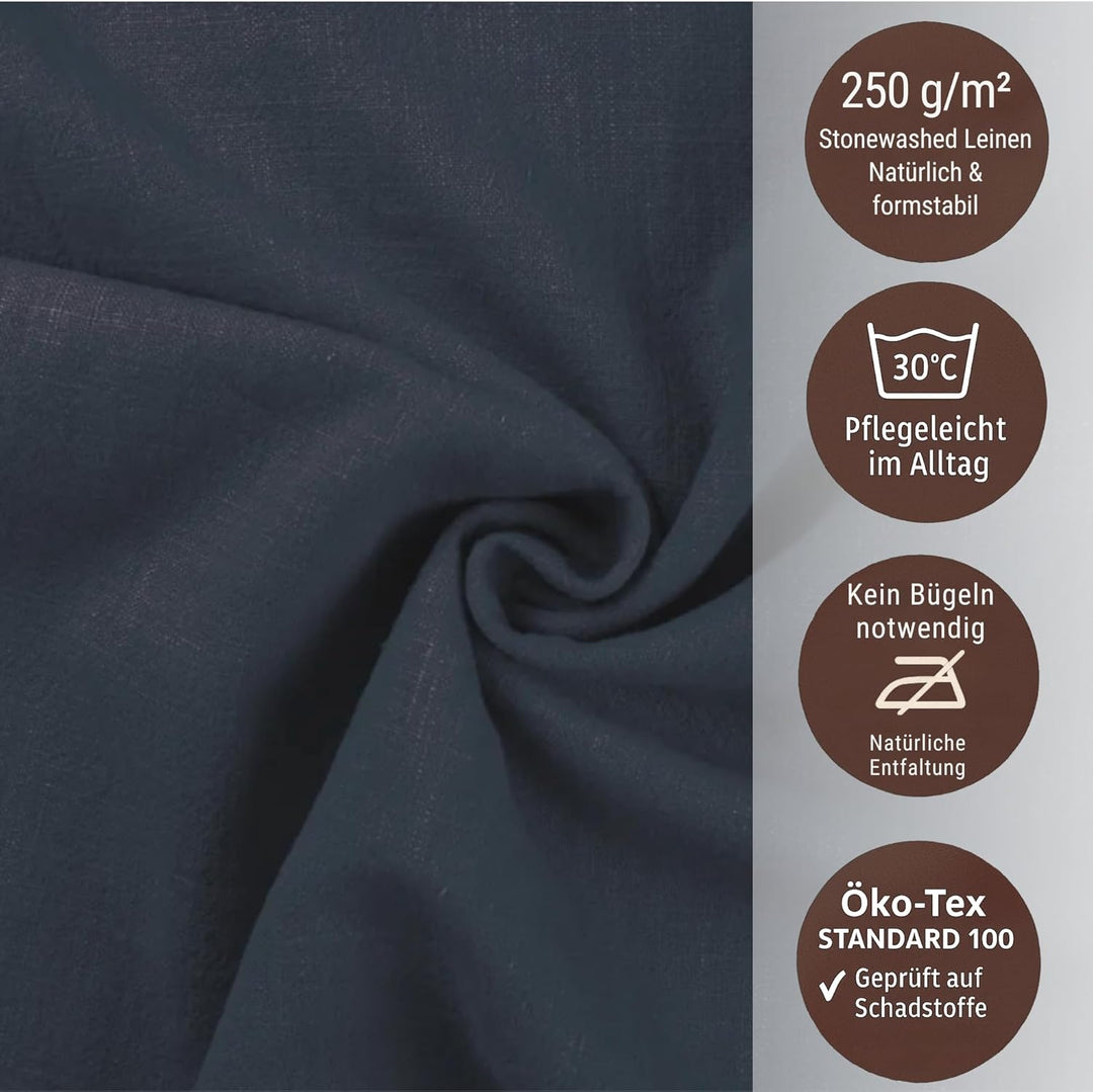 chambry 6 Premium Stoffservietten 100% Leinen Stonewashed - 40cm x 40cm - inkl. Faltanleitung als E-