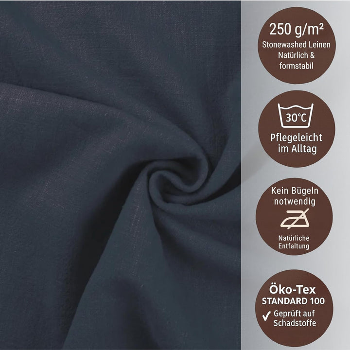 chambry 6 Premium Stoffservietten 100% Leinen Stonewashed - 40cm x 40cm - inkl. Faltanleitung als E-