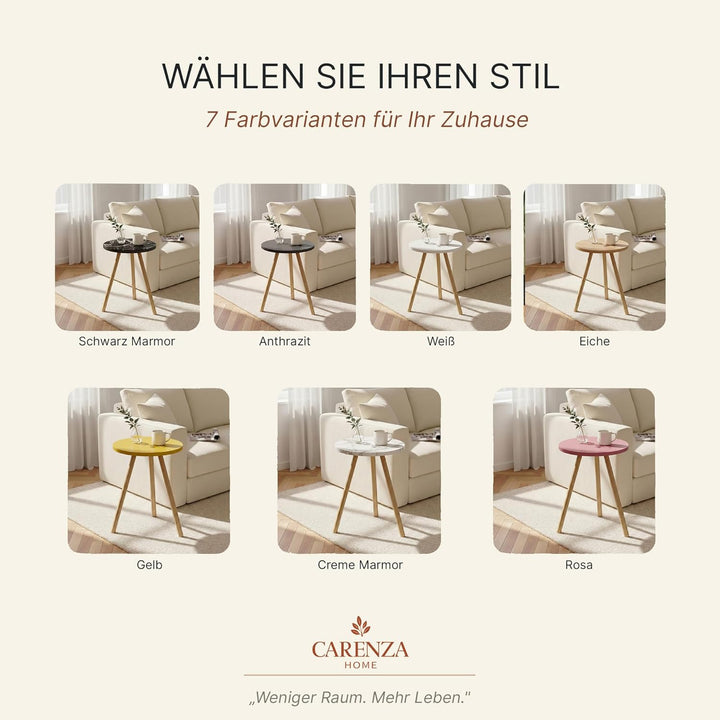 Beistelltisch Rund Anthrazit Dreibein Holzbeine Ø34x45cm Sofatisch Couchtisch Nachttisch Wohnzimmer