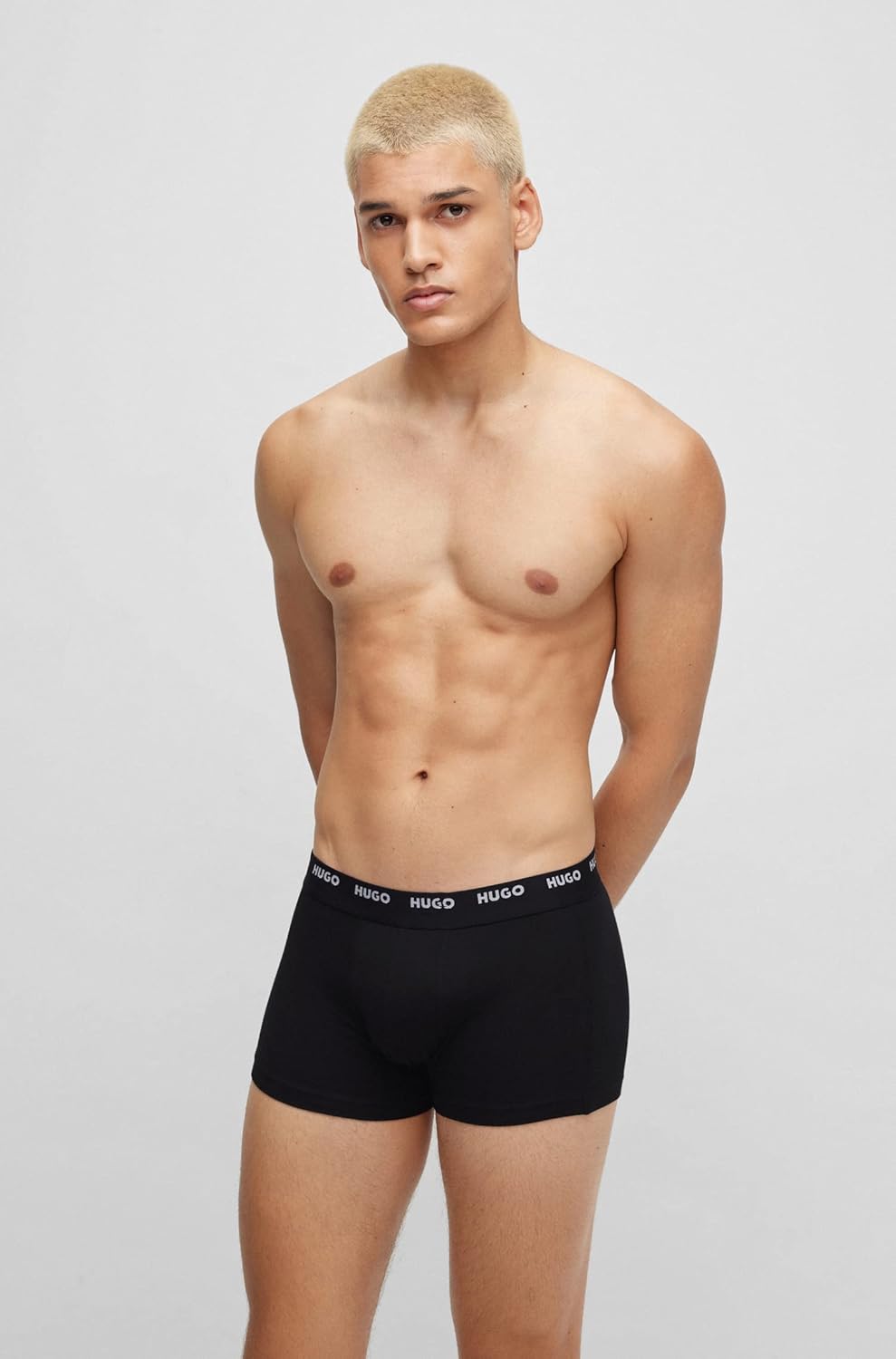 HUGO Herren TRUNK FIVE PACK Fünfer-Pack eng anliegende Boxershorts aus Stretch-Baumwolle mit kurzem