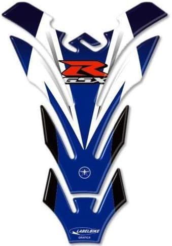 LABELBIKE 3D Aufkleber Motorrad Tankpad kompatibel mit Suzuki | GSX-R, Blau, Weiss, Schwarz, Harzsch