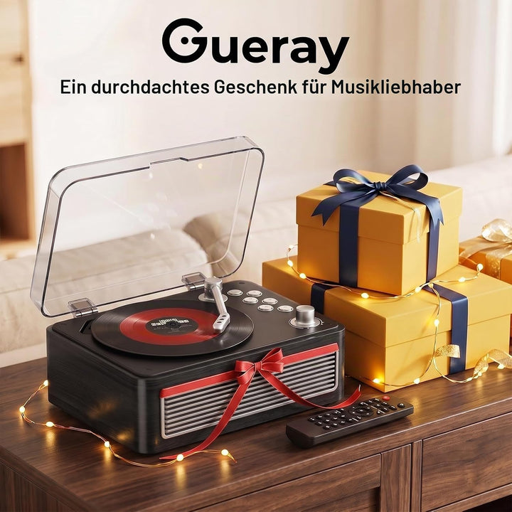 Gueray Tragbarer Bluetooth CD-Player mit Lautsprechern 3600mAh Wiederaufladbarer Vintage CD Spieler