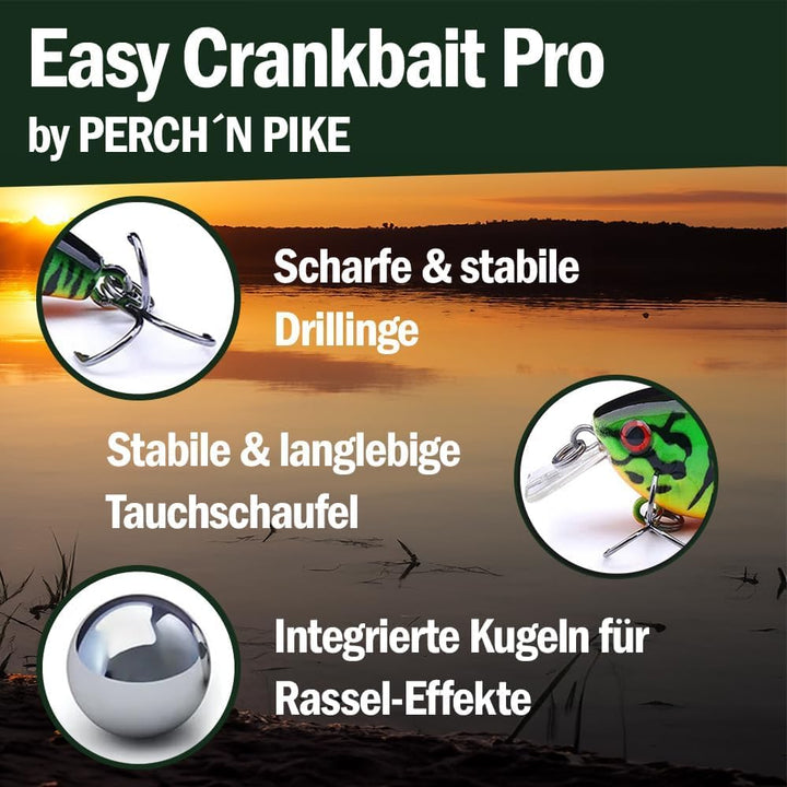 Crankbait Wobbler Set für Hecht, Barsch & Zander, Kunstköder Set für Spinnfischen, 13g I 7,5cm schwe