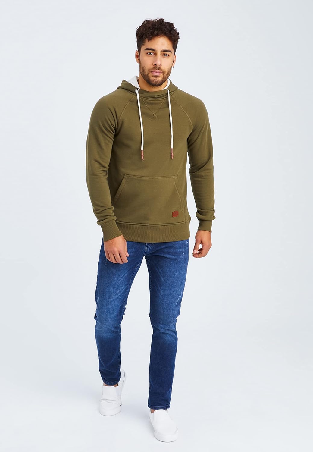 Leif Nelson Herren Pullover Hoodie Kapuzenpullover Longsleeve Basic Sweatshirt Sweater LN8153 S Khak