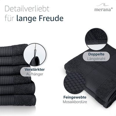 Merana Rome Handtuch Set | saugstark, weich und fusselfrei | Frottier Luxus Qualität | 100% Baumwoll
