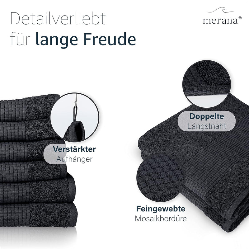 Merana Rome Handtuch Set | saugstark, weich und fusselfrei | Frottier Luxus Qualität | 100% Baumwoll