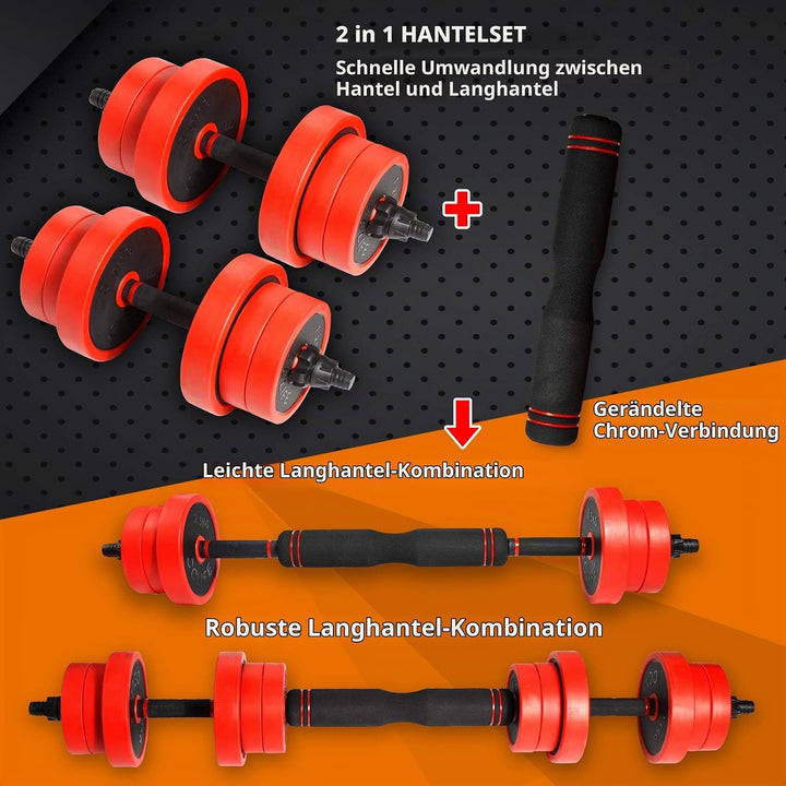 CCLIFE Multifunktional Eisen Hanteln Set 2er verstellbar mit Verbindungsstahlrohr Kurzhanteln Langha