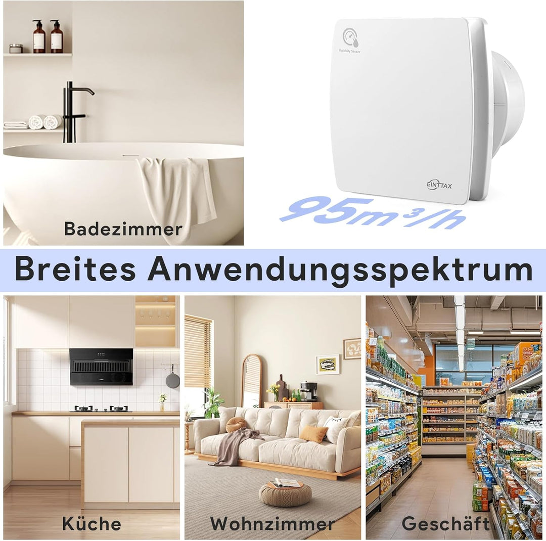 Badlüfter Fan 100mm Durchmesser,Wandmontage Lüftung Badezimmer Ventilator,IPX4 Wasserdicht,Leise 34d