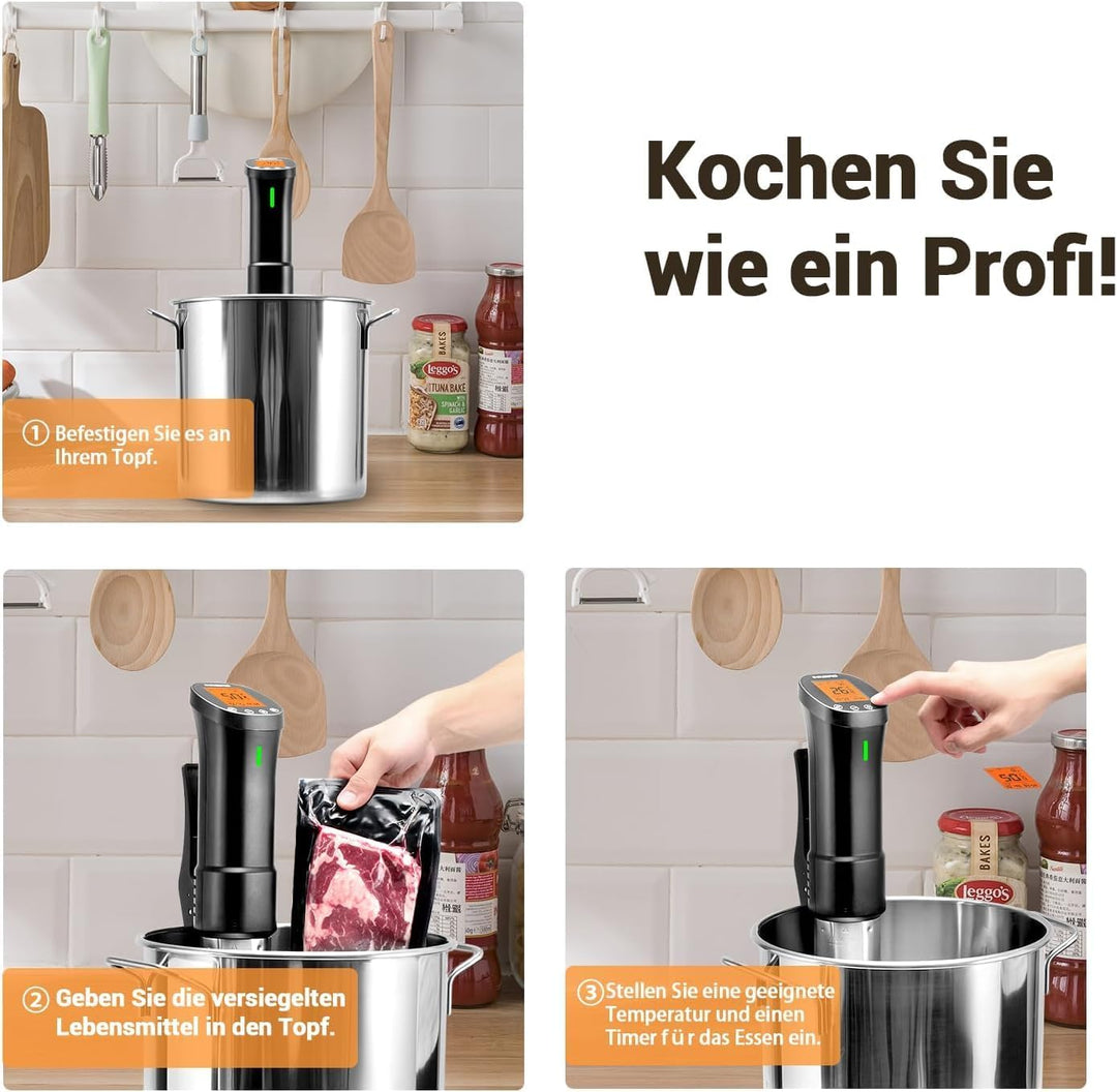 Inkbird Sous Vide Stick 1000 Watt,ISV-200W Sous Vide Garer App-Steuerung,360° Zirkulation,0℃-90℃ Tem