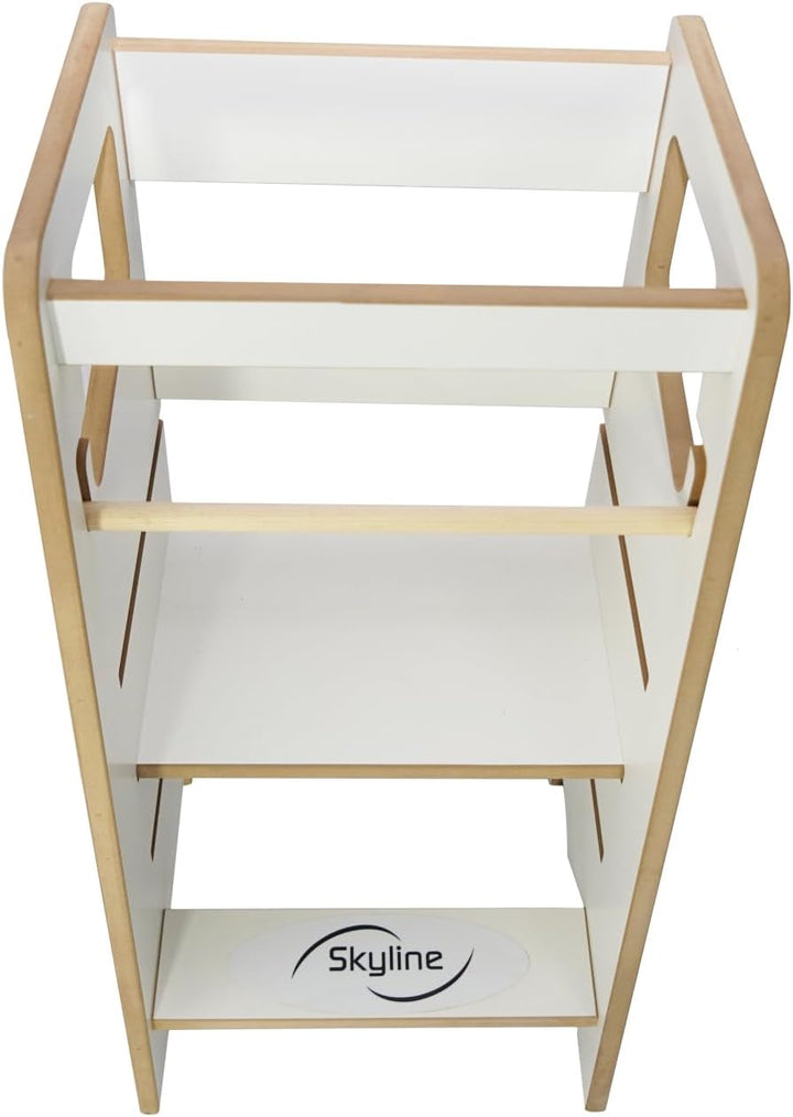 Baby Montessori Lernturm Kleinkind Trittstufe mit Verstellbarer Höhe und Sicherheitsschiene Kitchen