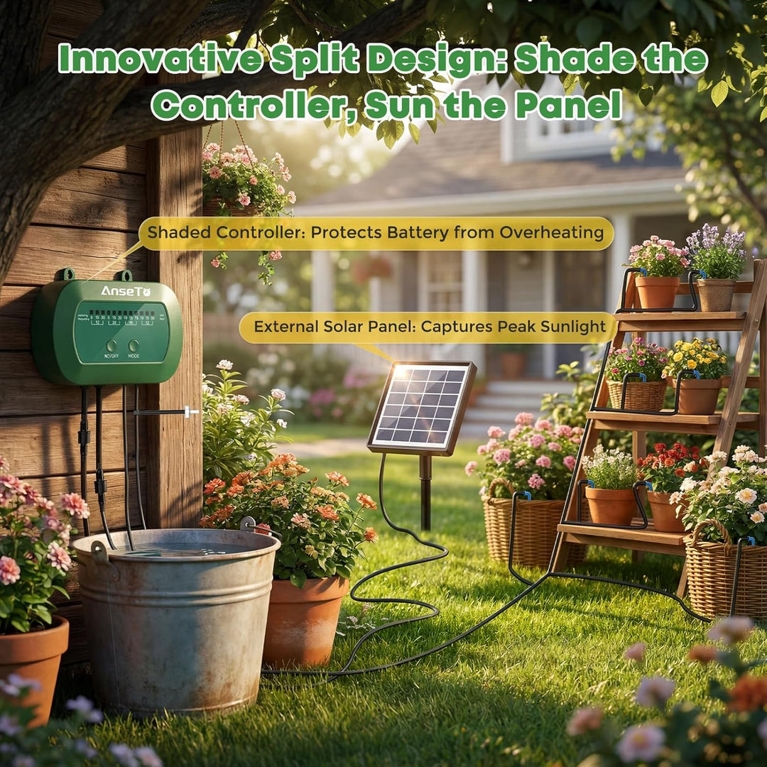 AnseTo Solar Bewässerungssystem für 2024 Neuestes Automatische Bewässerungscomputer für Garten, Balk