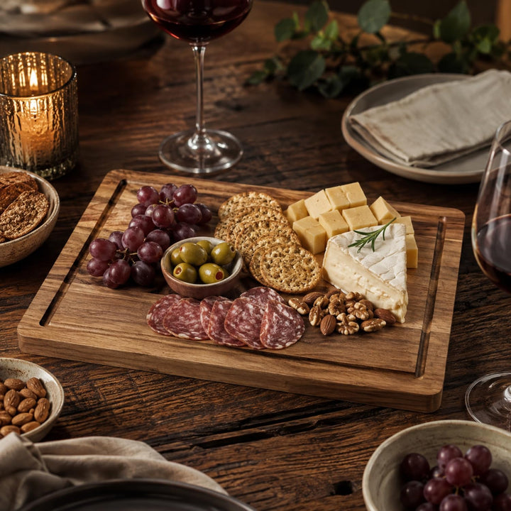 com-four® 37 x Schneidebrett aus Akazienholz 25 cm, Küchenbrett | lebensmittelechte Holzplatte - Ser