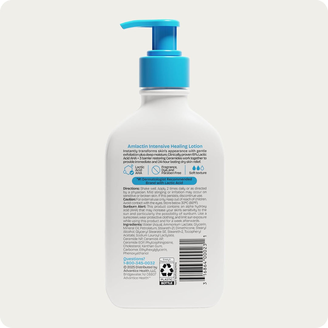 AmLactin Rapid Relief Restoring Lotion + Ceramides Twin Pack, (2) 7.9 Ounce Bottles, Paraben Free