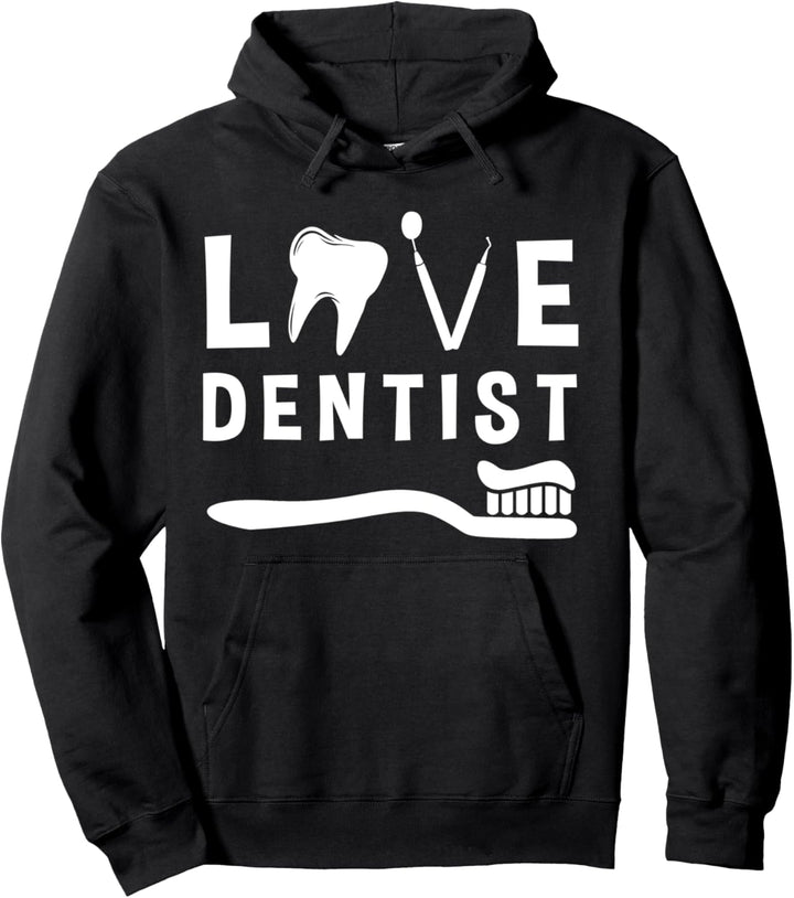 Liebe den Zahnarzt! Zähne und Zahnbürste Design Pullover Hoodie