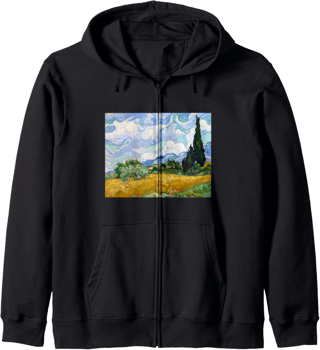Van Gogh Weizenfeld mit Zypressen Moderne Kunst Malerei Kapuzenjacke