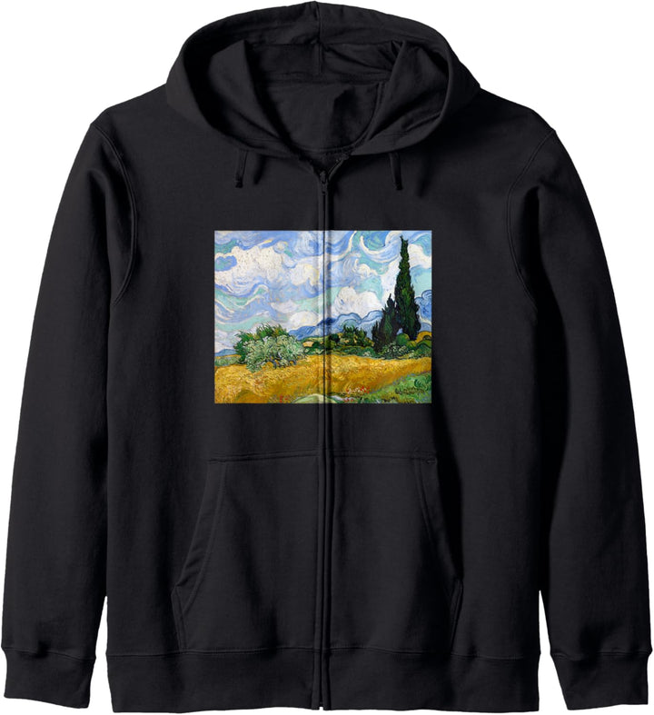 Van Gogh Weizenfeld mit Zypressen Moderne Kunst Malerei Kapuzenjacke