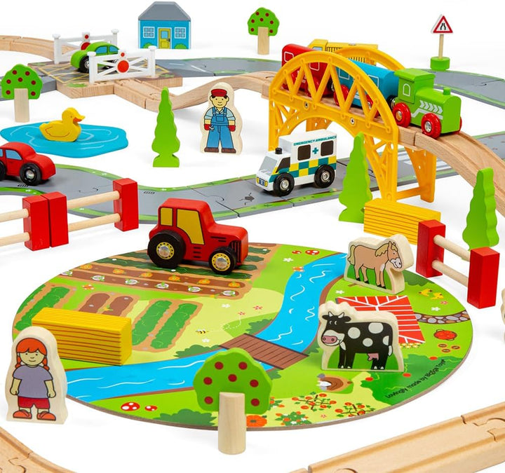 Bigjigs Rail Holzeisenbahn und Strassen Set
