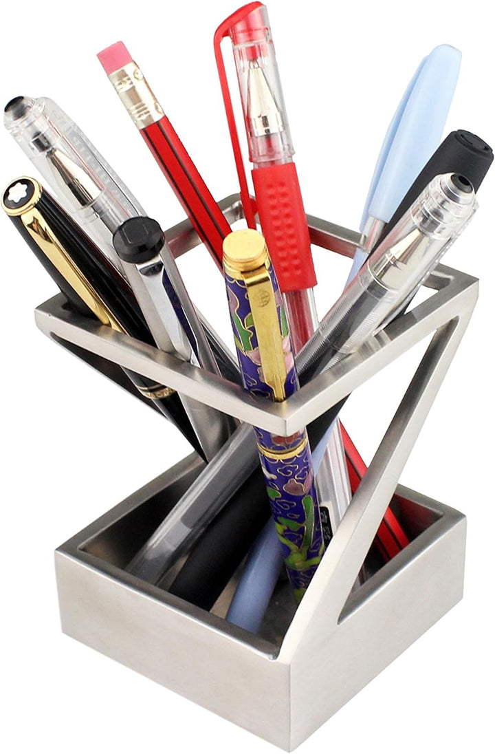 ArtsOnDesk Moderne Kunst Stiftehalter St203 Edelstahl Satiniert Stifteköcher Stiftebecher Stiftablag