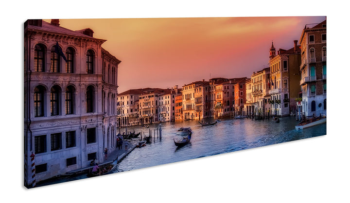 deyoli Kanäle in Venedig Panorama 60x30 cm als Leinwandbild, Motiv fertig gerahmt auf Echtholzrahmen