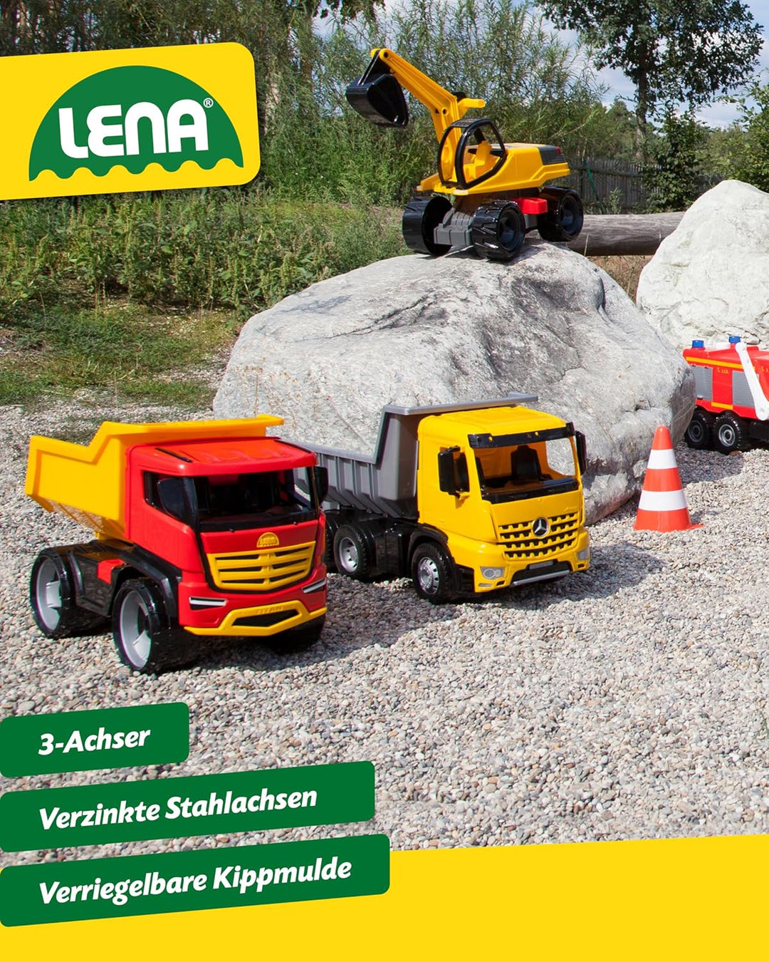 Lena 02031 - Starke Riesen Muldenkipper Mercedes Benz Actros, Kipplaster ca. 63 cm, grosser Kipper m