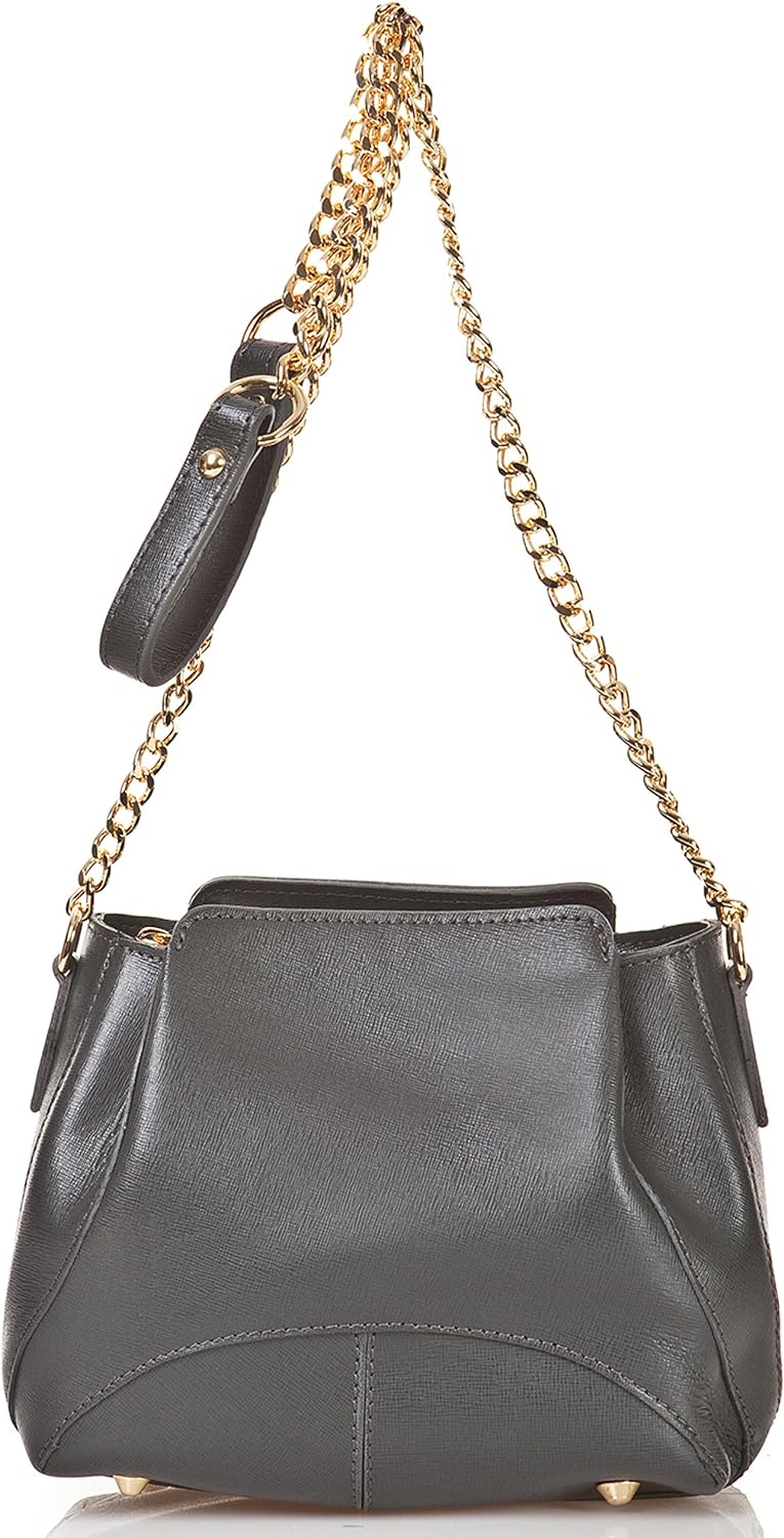 Lederhandtasche Turin aus echtem Leder, Damentasche Anthrazit Grau, Italienische Frauentasche, Handt