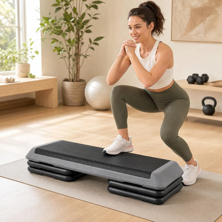 GYMAX Steppbrett Professional, 3 - Fach höhenverstellbar | Aerobic Stepper mit rutschfester Oberfläc