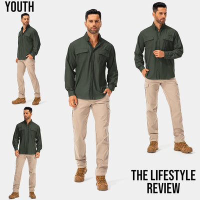 Hemd Herren Safari UPF50+ UV Schutz Wanderhemd Herren Langarm Funktionshemd Outdoorhemd Atmungsaktiv