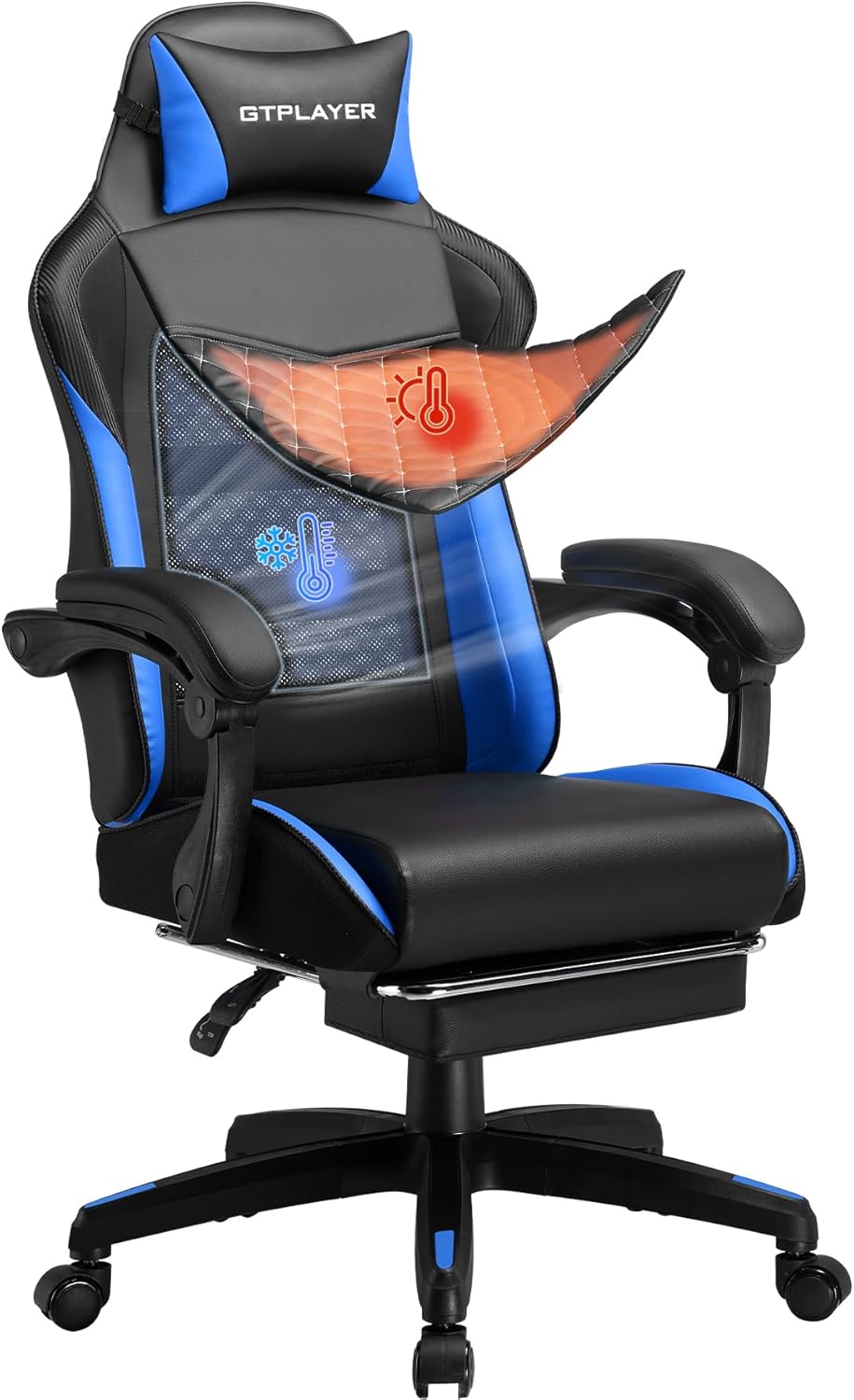GTPLAYER Gaming Stuhl, Gaming Chair, Ergonomischer Höhenverstellbarer Bürostuhl, Zweckmässig für Win