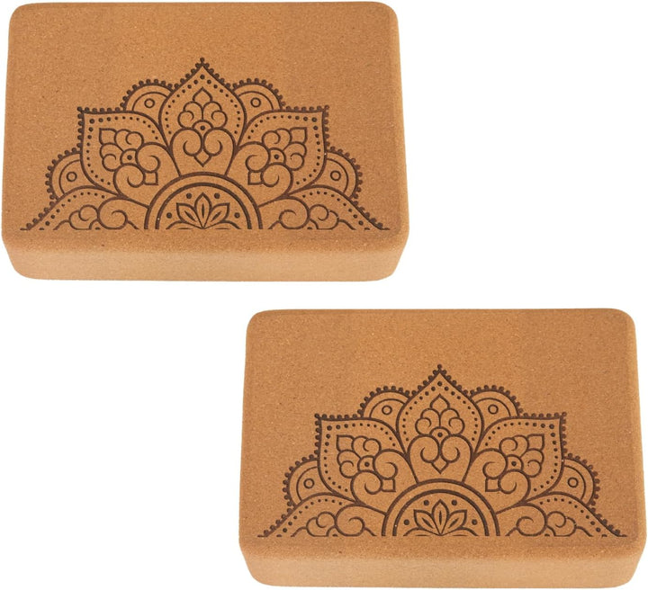 Yoga Blöcke aus Kork | 2er Set | 22,5 x 15 x 7,5 cm | abgerundete Kanten | rutschfest &amp; robust | Yog