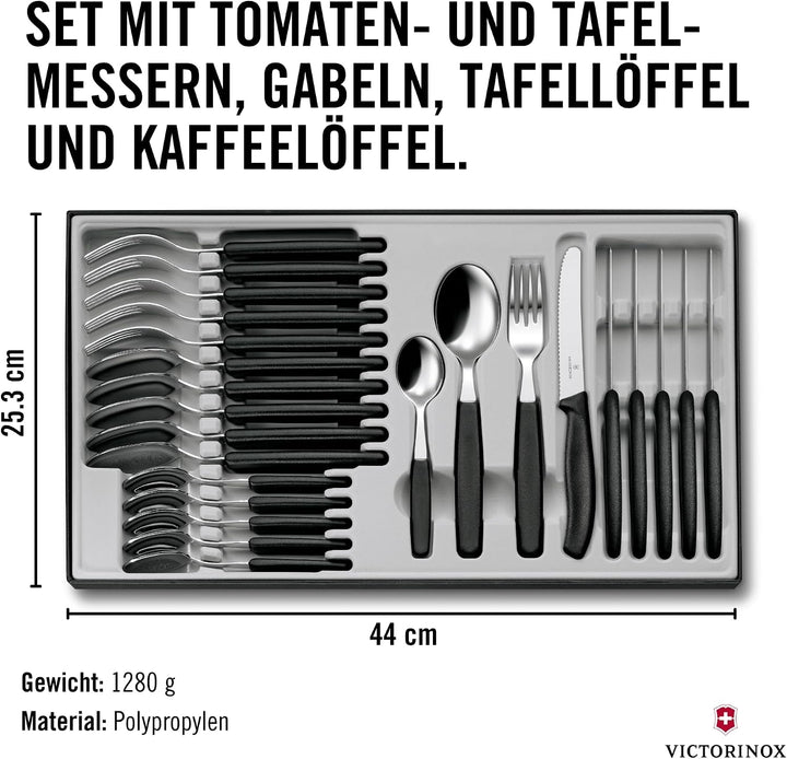 Swiss Classic Tafelbesteck mit Tomatenmesser, 24-teilig, schwarz Single, Single
