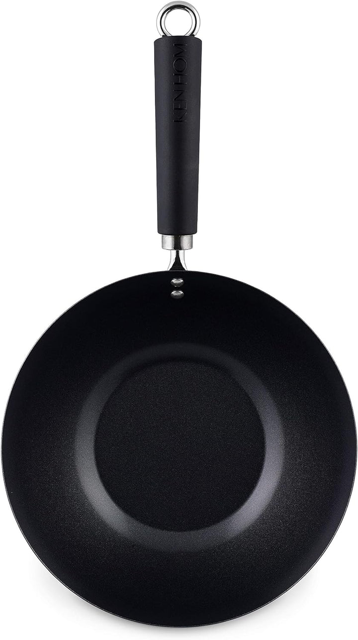 Ken Hom KH427001 Carbonstahl Wokfanne, 27cm, Excellence, Wok Induktion, Phenolischer Griff, Spülmasc