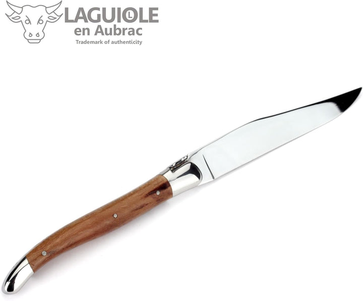Laguiole en Aubrac - 2 Steakmesser und 2 Gabel Besteck-Set - Griff alte Weinrebe - Original Frankrei