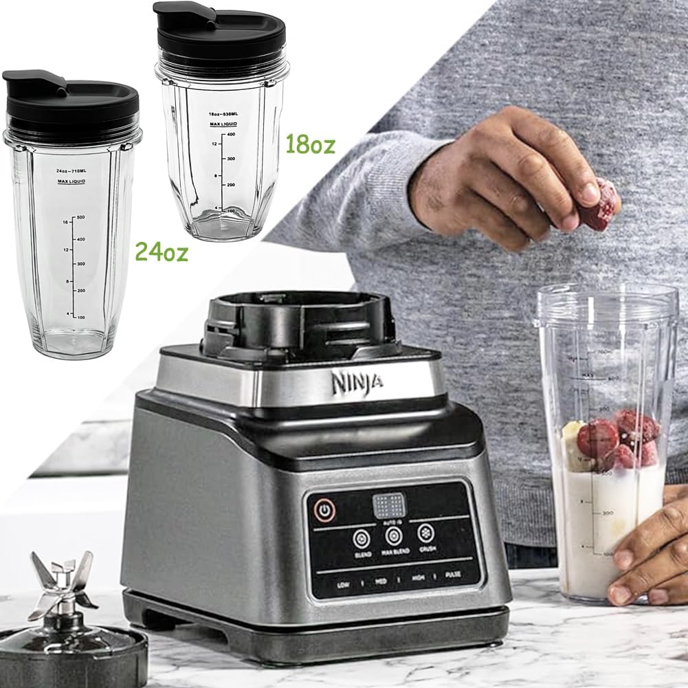 Mixer Becher und Deckel Zubehör für Ninja Küchenmaschine Auto-iQ BN750EU BN495EU BN800EU TB301EU TB4
