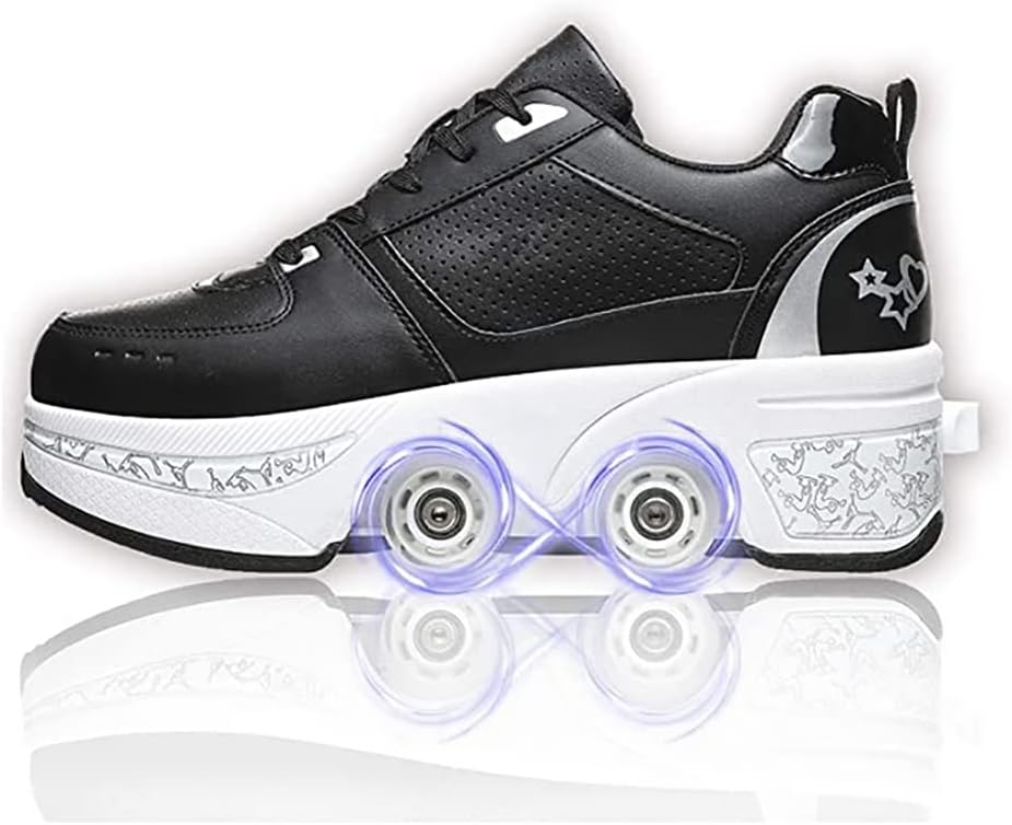 LDRFSE Schuhe mit Rollen, Rollschuhe Skateboard Schuhe Kinderschuhe Mit Rollen Skate Shoes Rollen Sc