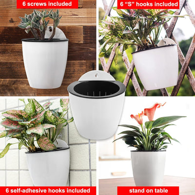 ORIMERC 6er-Set Selbstwässernder Blumentopf Wand hängende Selbstbewässerungstöpfe Küche Kräutertopf