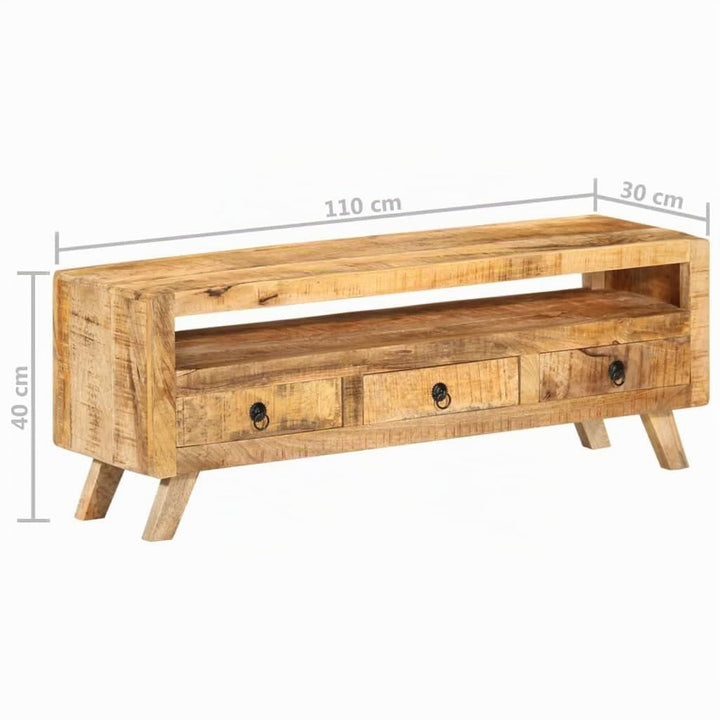 vidaXL Massivholz Mango TV Schrank 3 Schubladen 1 Ablage Lowboard TV Möbel Tisch Board Sideboard Fer