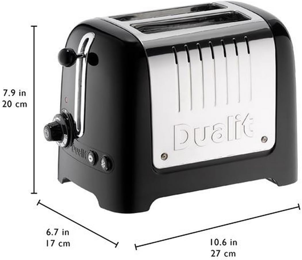 Dualit Lite 2 Scheiben Toaster - 1,1kW Toastet 60 Scheiben Toast Pro Stunde - Poliert mit Rand in Sc